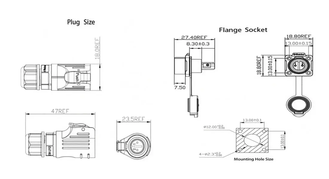 LP12 Flange Waterproof Connector LP12 Flange Waterproof Connector