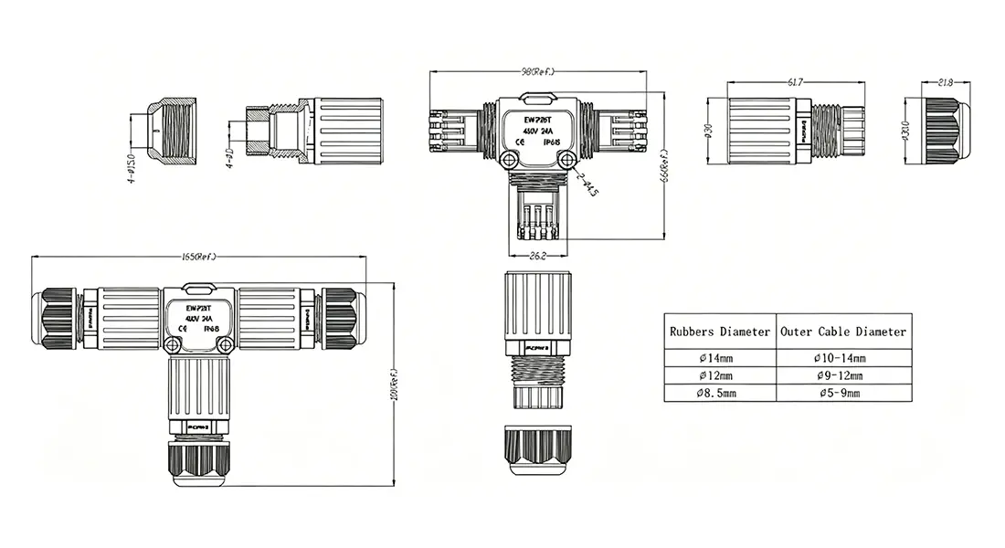 M25 Feed-Through T-Shape Waterproof Connector M25 Feed-Through T-Shape Waterproof Connector