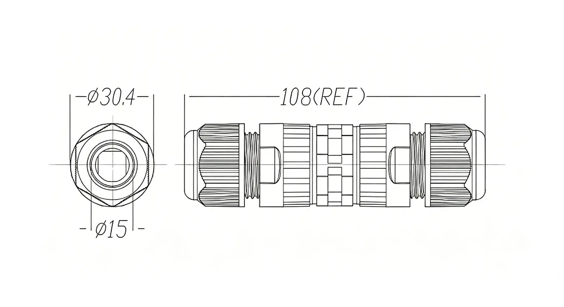 M25 Feed-Through Inline Waterproof Connector