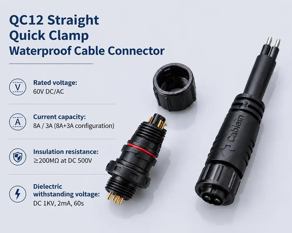 QC12 Straight Quick Clamp Waterproof Cable Connector QC12 Straight Quick Clamp Waterproof Cable Connector