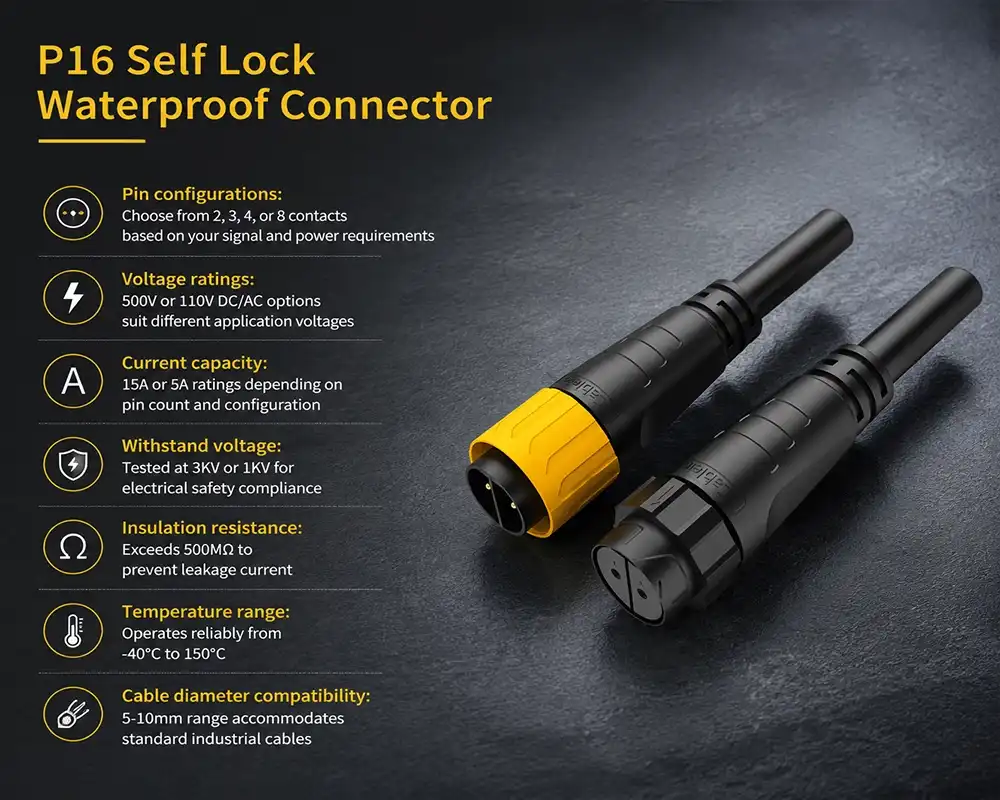 P16 Self Lock Waterproof Connector