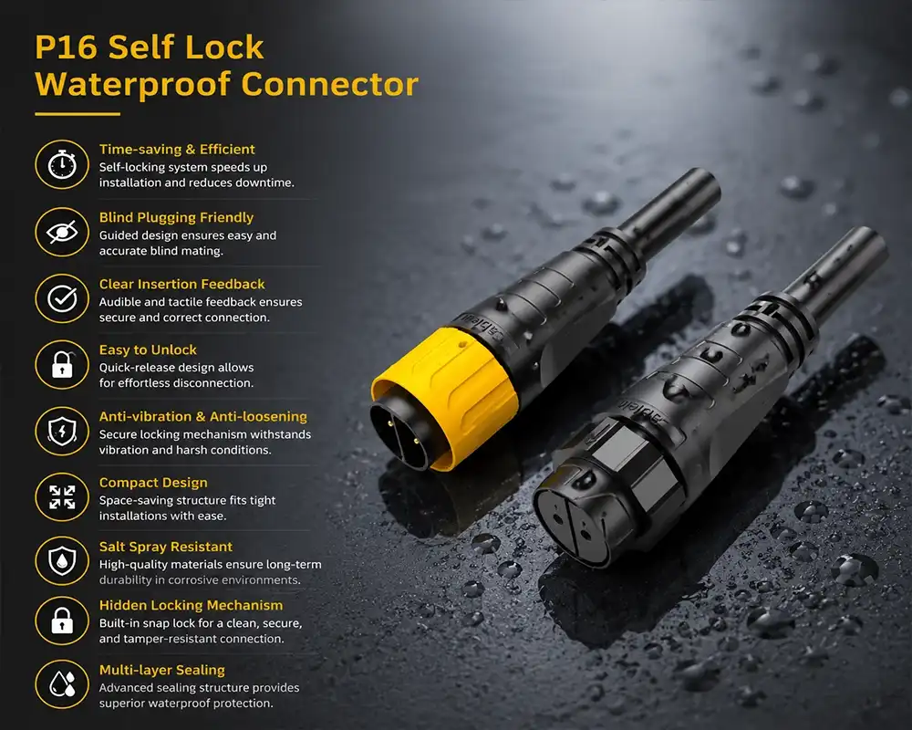 P16 Self Lock Waterproof Connector advantage