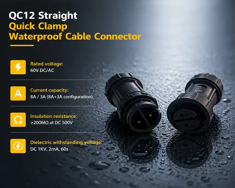 QC12 Straight Quick Clamp Waterproof Cable Connector QC12 Straight Quick Clamp Waterproof Cable Connector