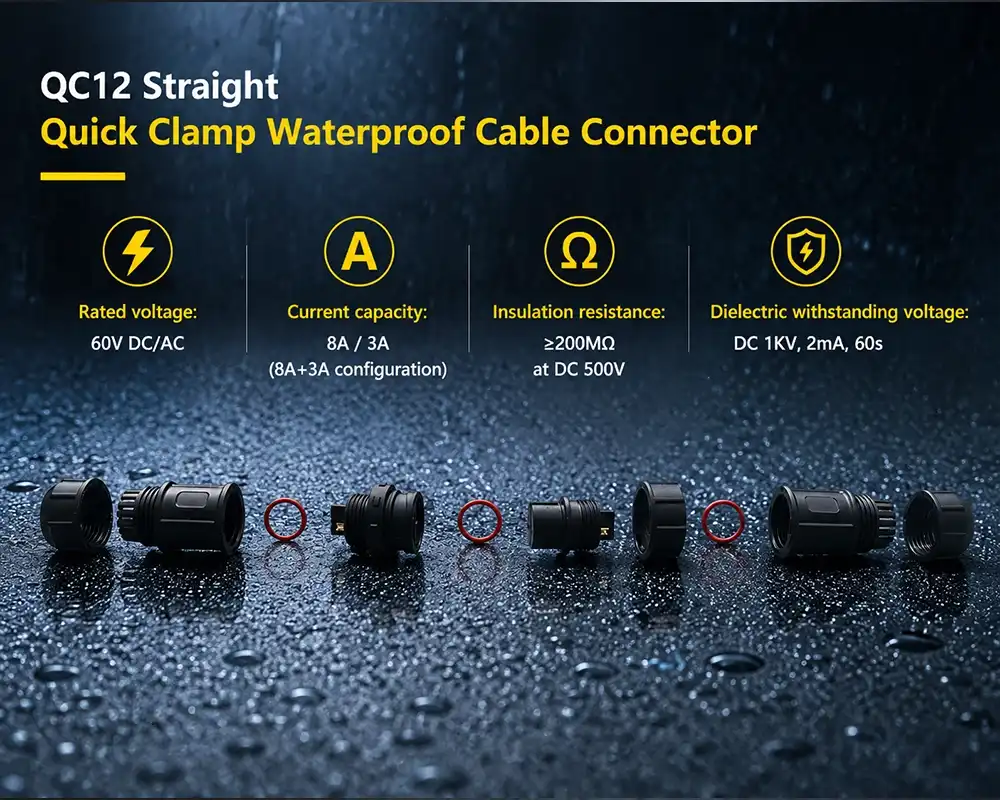 QC12 Straight Quick Clamp Waterproof Cable Connector QC12 Straight Quick Clamp Waterproof Cable Connector
