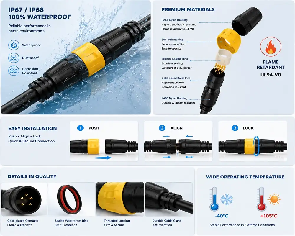 P16 Self Lock Waterproof Connector advantage P16 Self Lock Waterproof Connector advantage