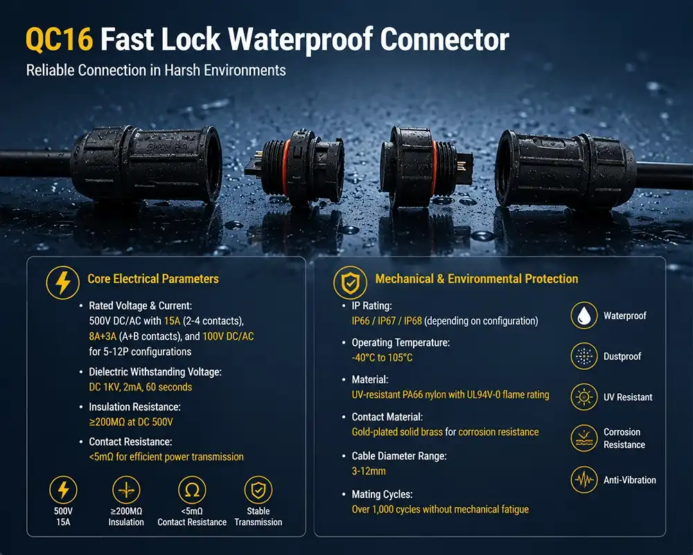 QC16 Fast Lock Waterproof Connector