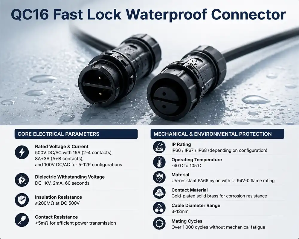 QC16 Fast Lock Waterproof Connector