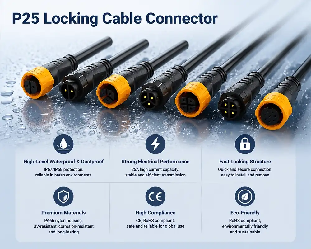 P25 Locking Cable Connector advantage
