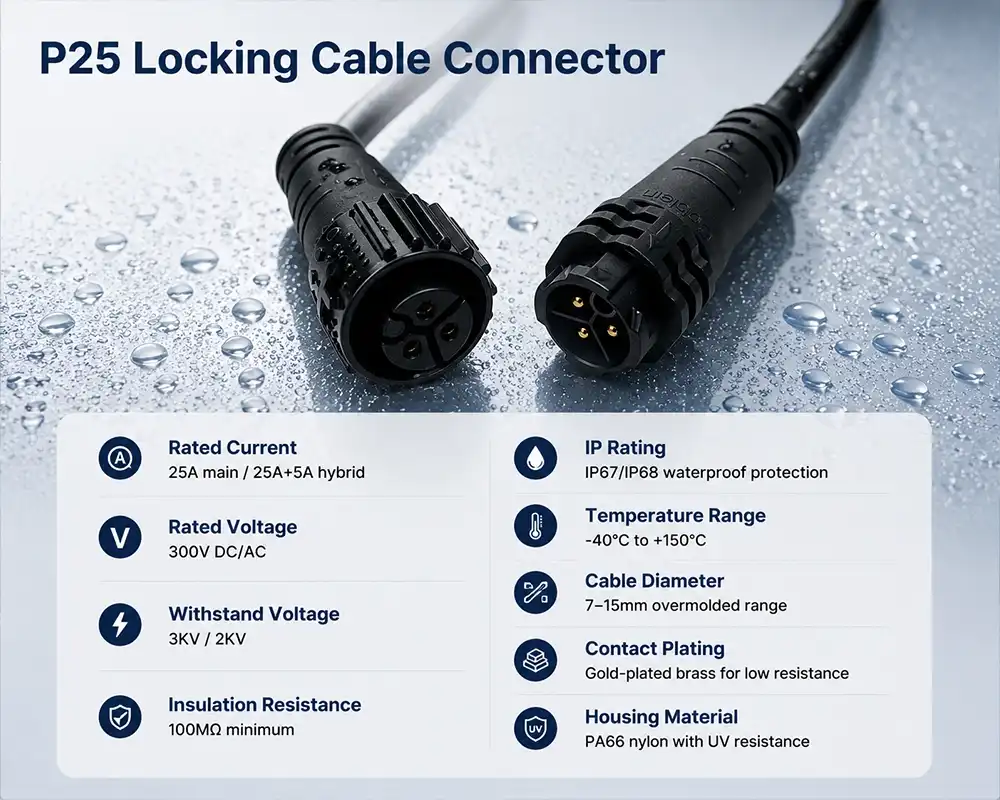 P25 Locking Cable Connector P25 Locking Cable Connector