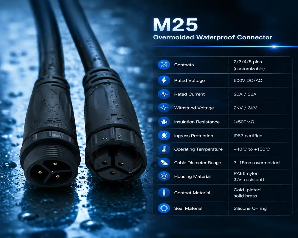 M25 Overmolded Waterproof Connector M25 Overmolded Waterproof Connector