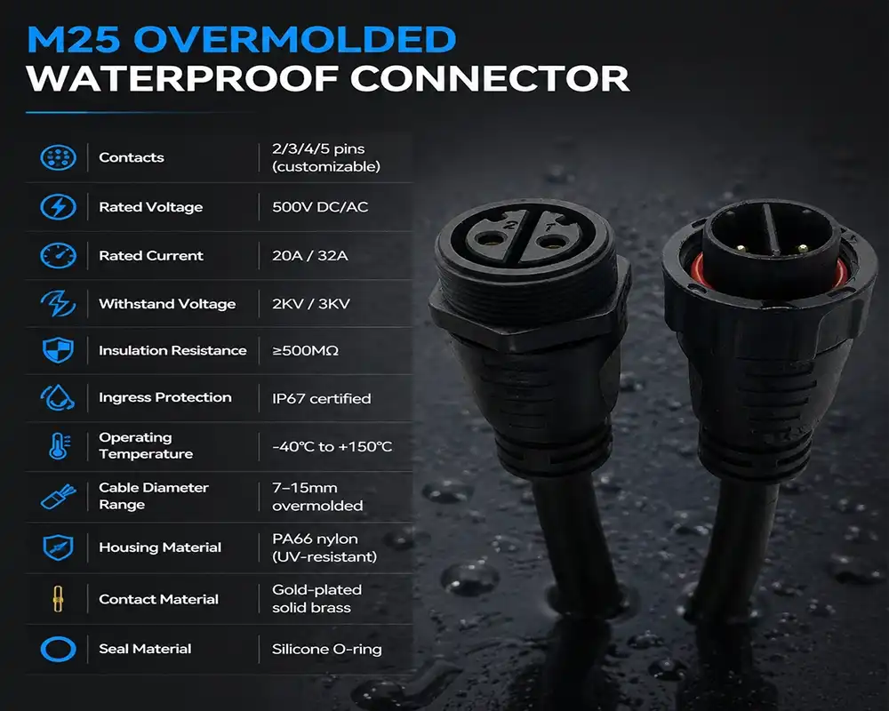 M25 Overmolded Waterproof Connector