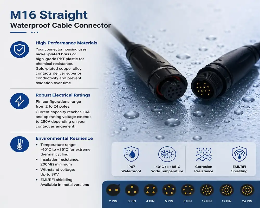 M16 Straight Waterproof Cable Connector M16 Straight Waterproof Cable Connector