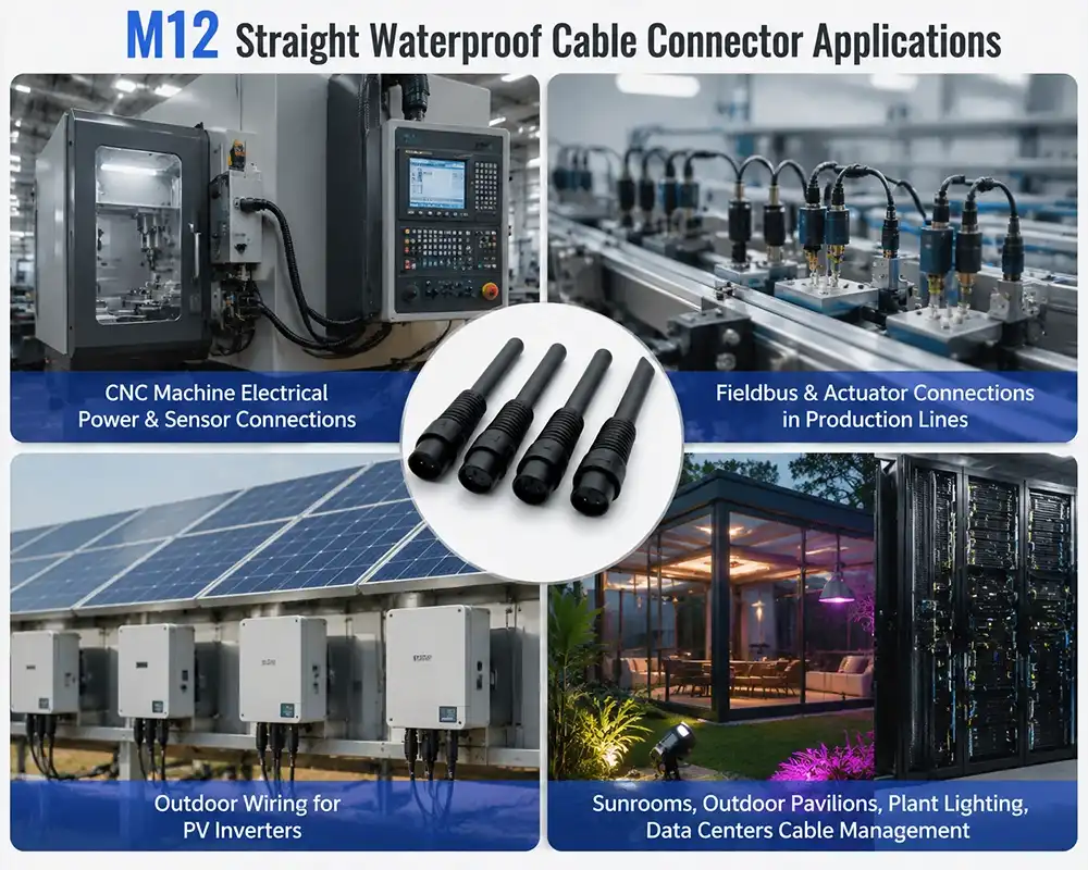 M12 Straight Waterproof Cable Connector application