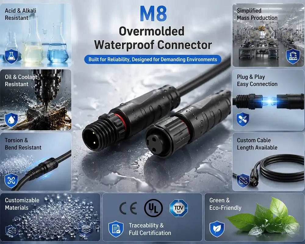 M8 Overmolded Waterproof Connector M8 Overmolded Waterproof Connector