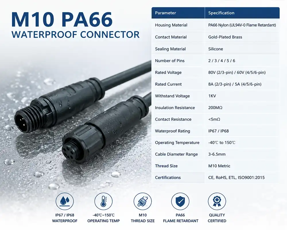 M10 PA66 Waterproof Connector M10 PA66 Waterproof Connector