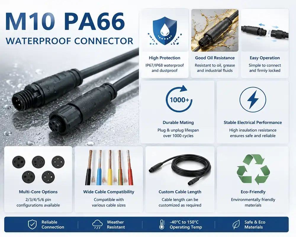 M10 PA66 Waterproof Connector advantage M10 PA66 Waterproof Connector advantage