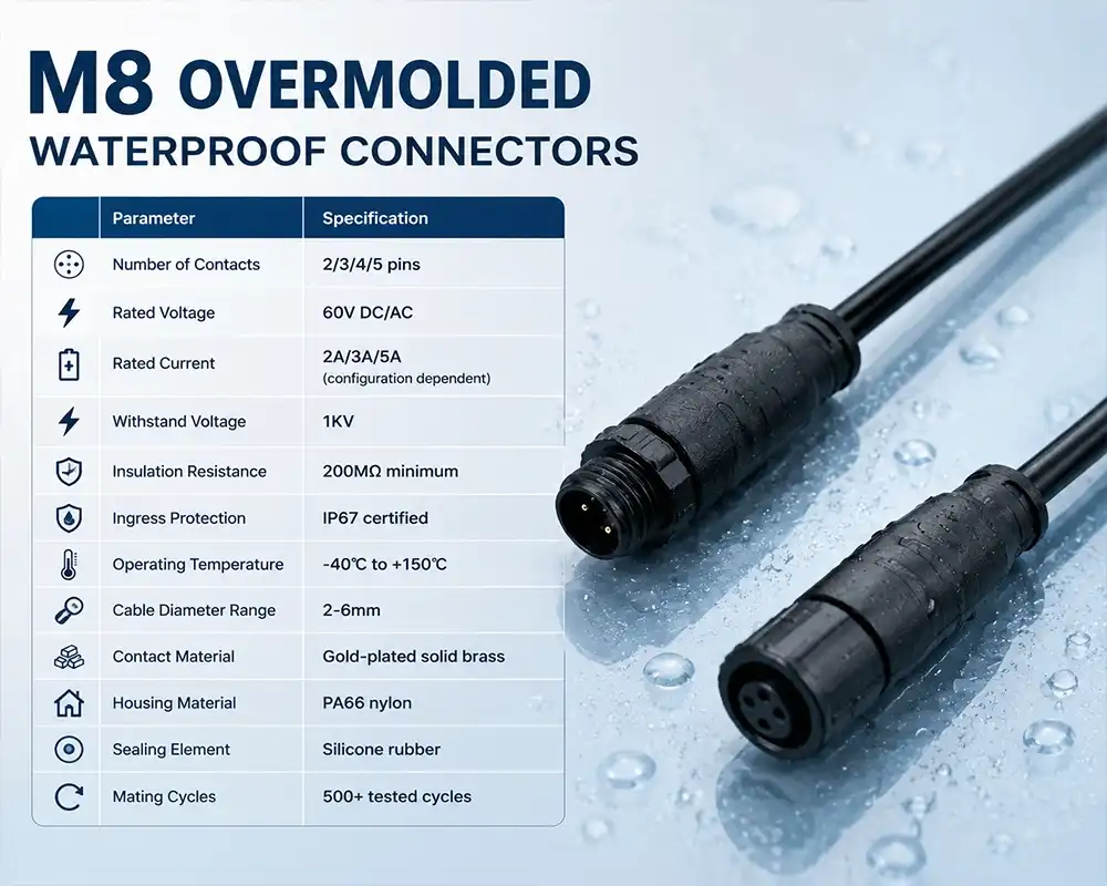M8 Overmolded Waterproof Connector