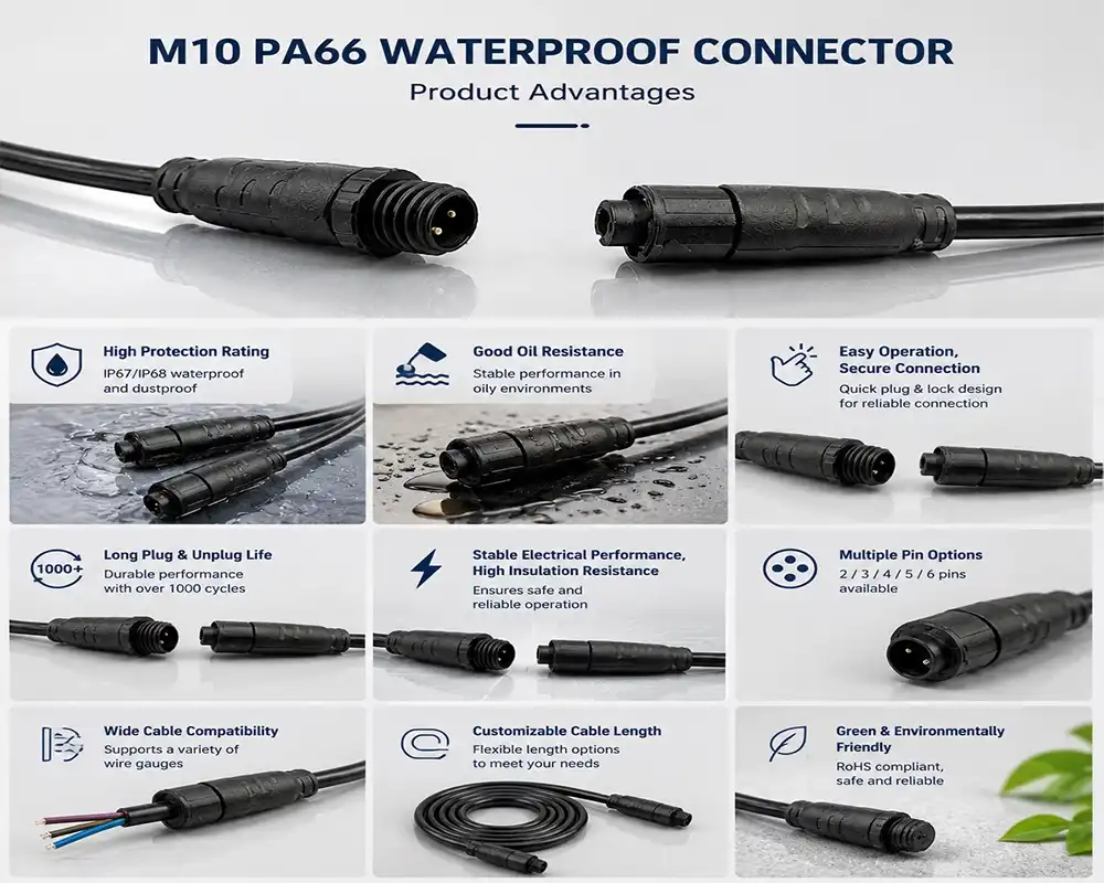 M10 PA66 Waterproof Connector advantage