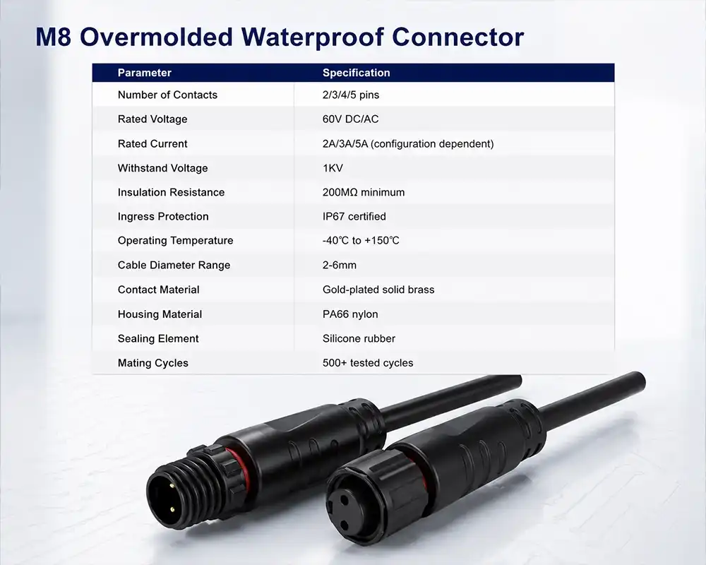 M8 Overmolded Waterproof Connector