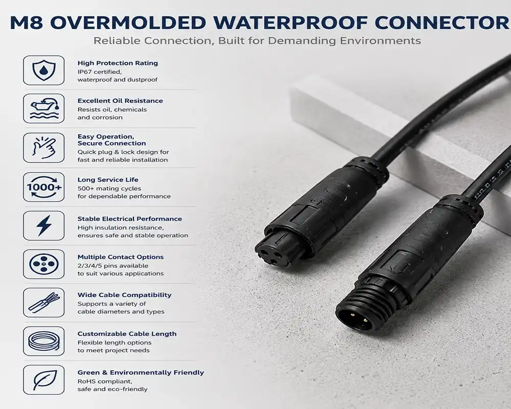M8 Overmolded Waterproof Connector advantage M8 Overmolded Waterproof Connector advantage