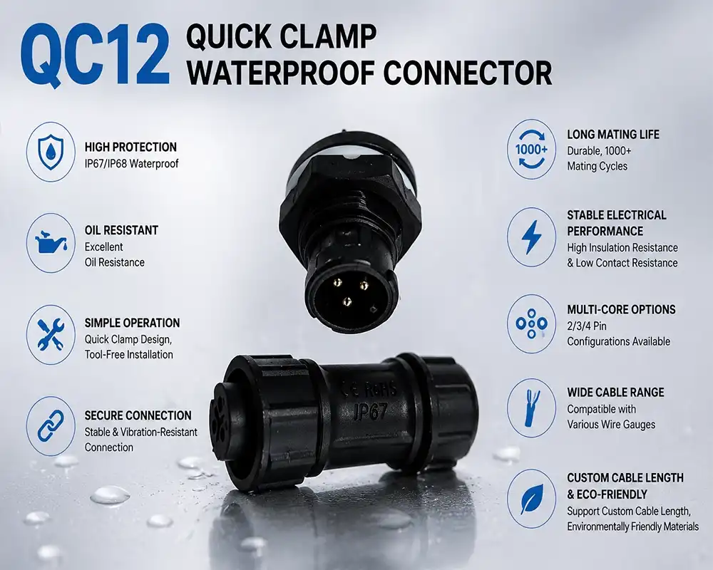 QC12 quick clamp waterproof connector advantage QC12 quick clamp waterproof connector advantage