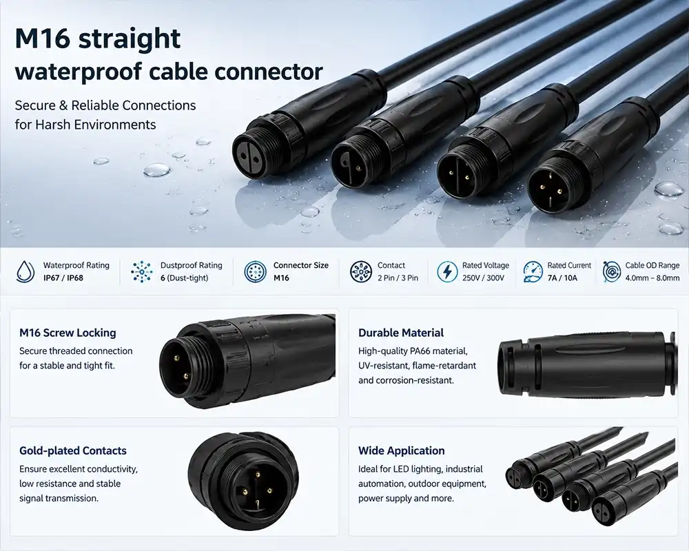 M16 straight waterproof cable connector M16 straight waterproof cable connector