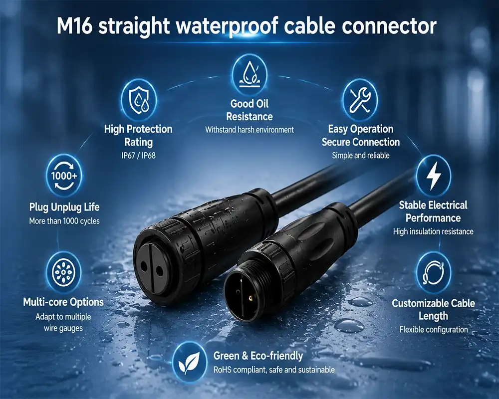 M16 straight waterproof cable connector advantage