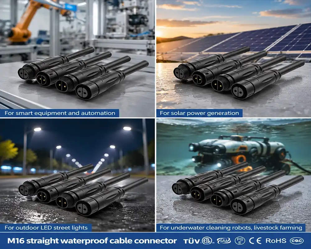 M16 straight waterproof cable connector application