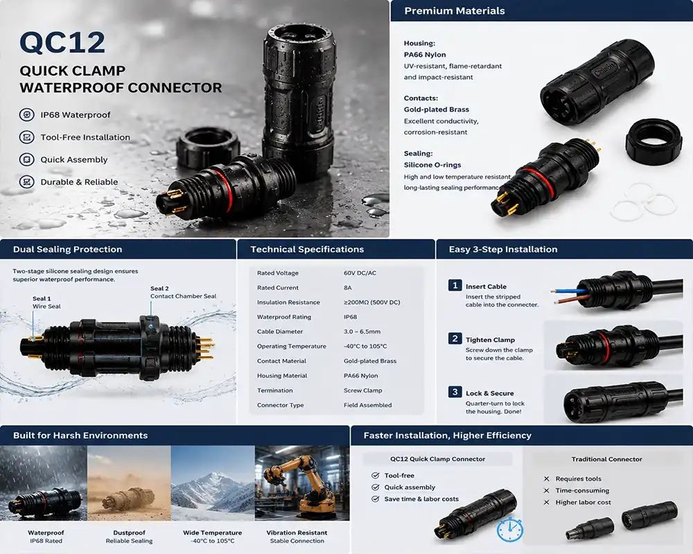 QC12 quick clamp waterproof connector QC12 quick clamp waterproof connector