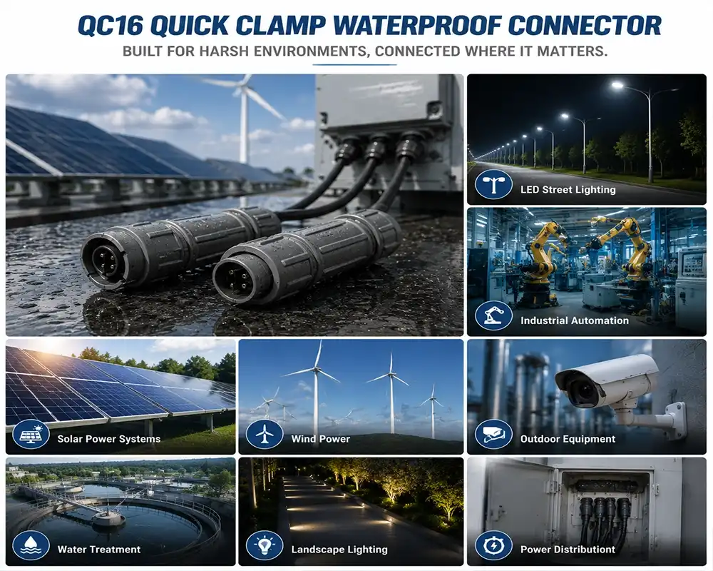 QC16 quick clamp waterproof connector application