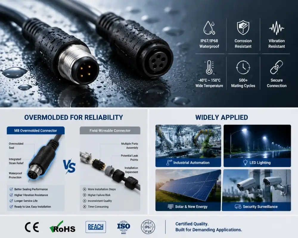 M8 overmolded waterproof connector application