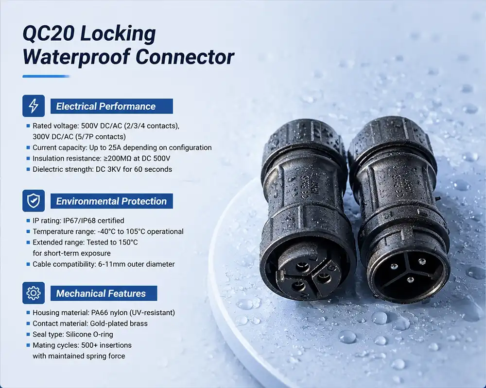 QC20 locking waterproof connector QC20 locking waterproof connector