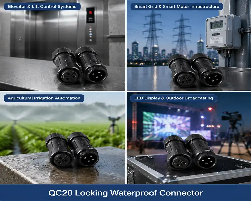 QC20 locking waterproof connector application