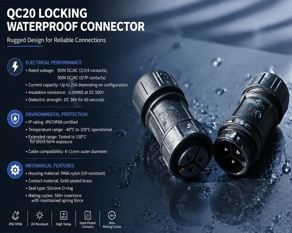QC20 locking waterproof connector QC20 locking waterproof connector