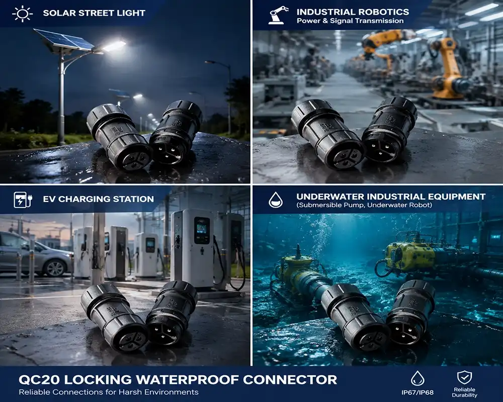 QC20 locking waterproof connector application