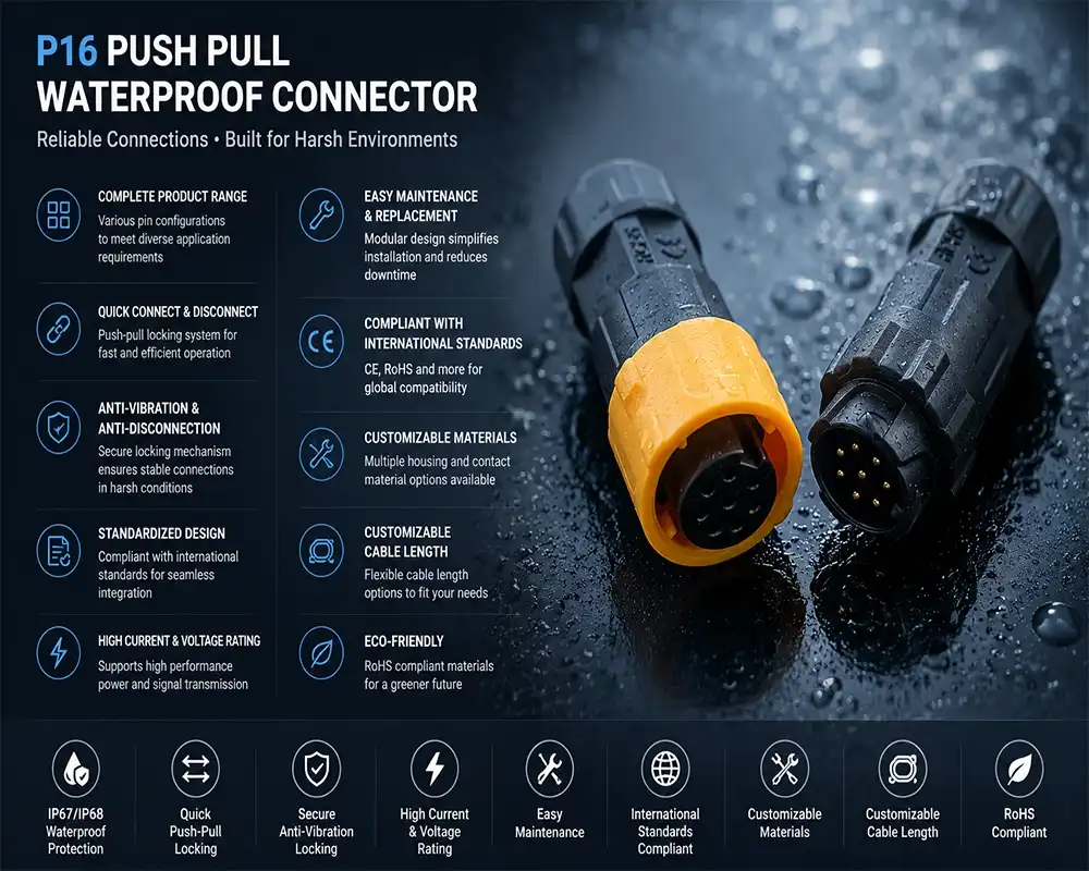 P16 push-pull waterproof connector advantage