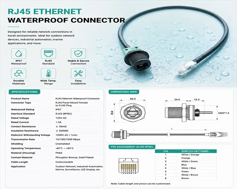 RJ45 Ethernet waterproof connector RJ45 Ethernet waterproof connector