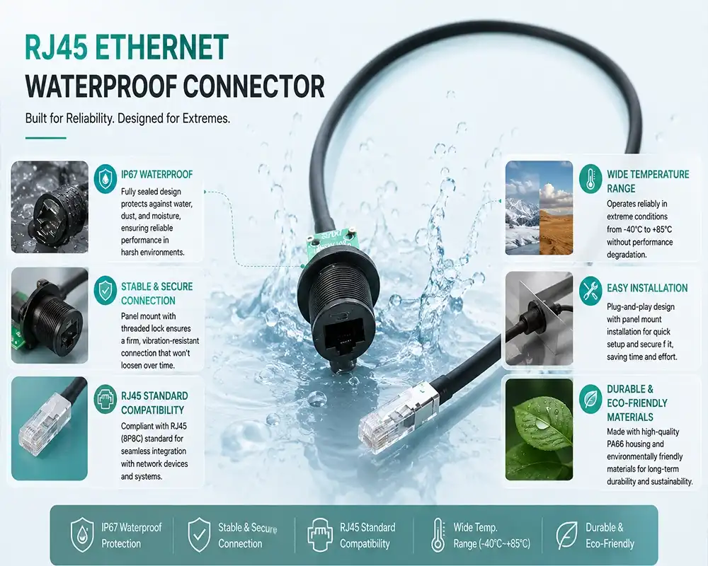 RJ45 Ethernet waterproof connector advantage