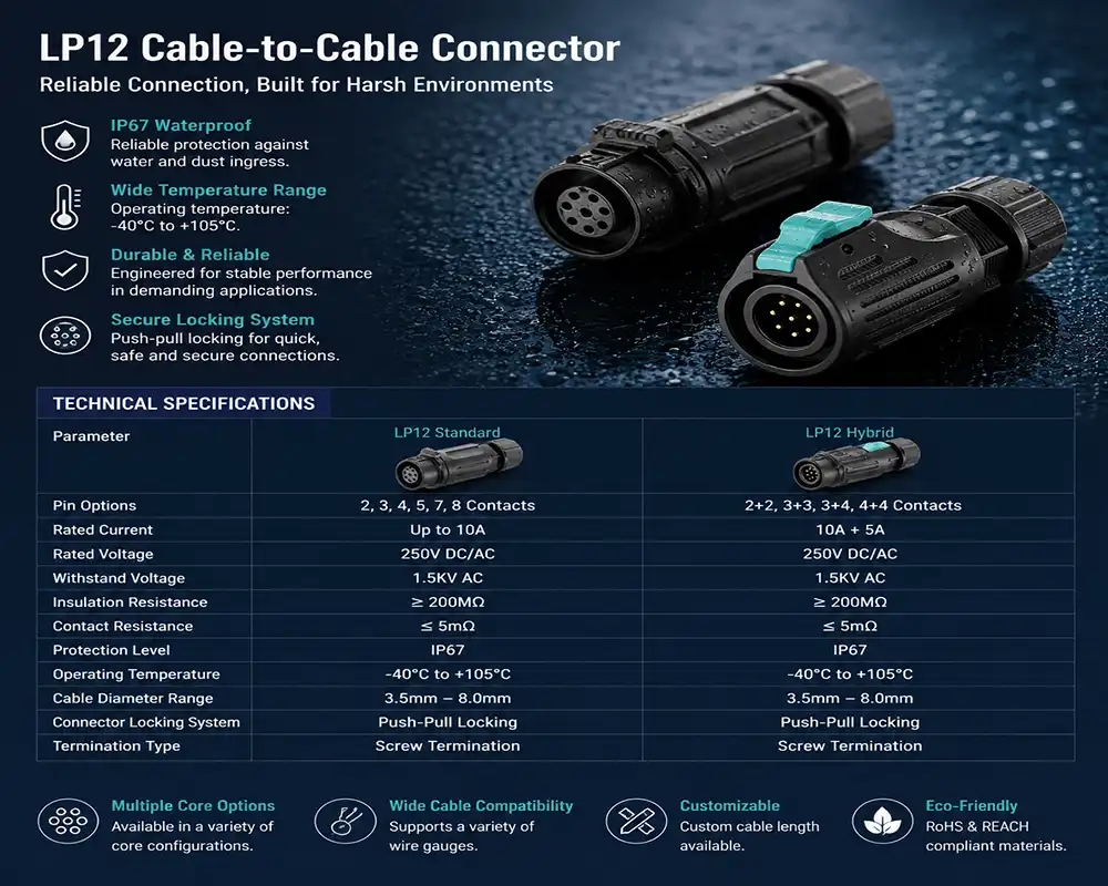 LP12 cable to cable connector LP12 cable to cable connector