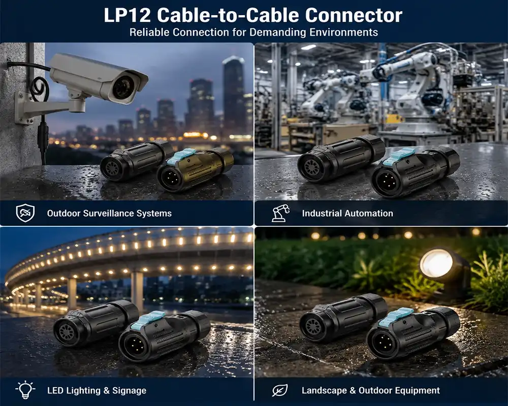 LP12 cable to cable connector application LP12 cable to cable connector application