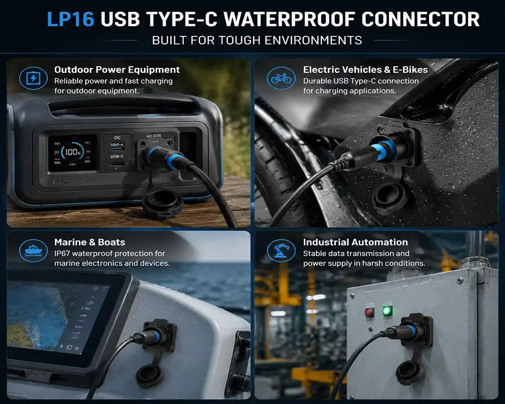 LP16 USB Type-C waterproof connector application LP16 USB Type-C waterproof connector application