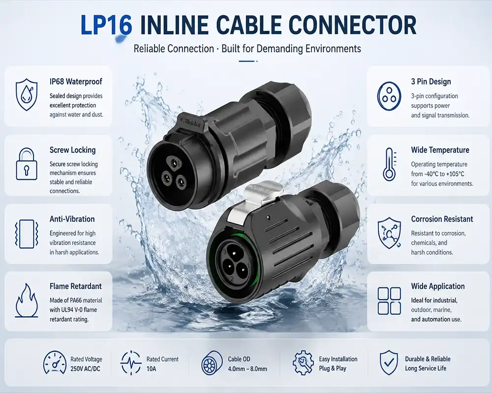 LP16 inline cable connector advantage