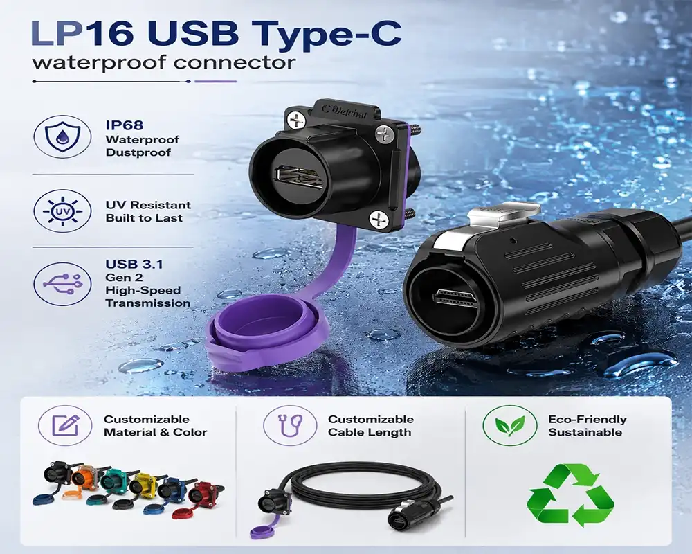 LP16 USB Type-C waterproof connector advantage