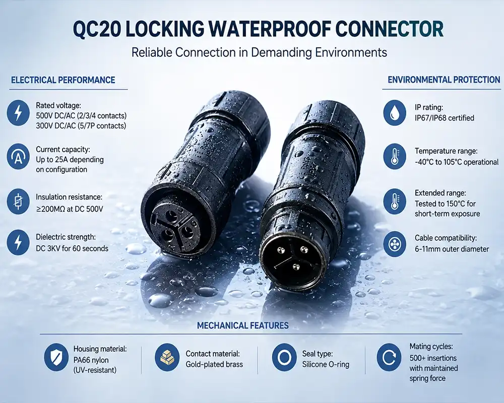 QC20 locking waterproof connector QC20 locking waterproof connector