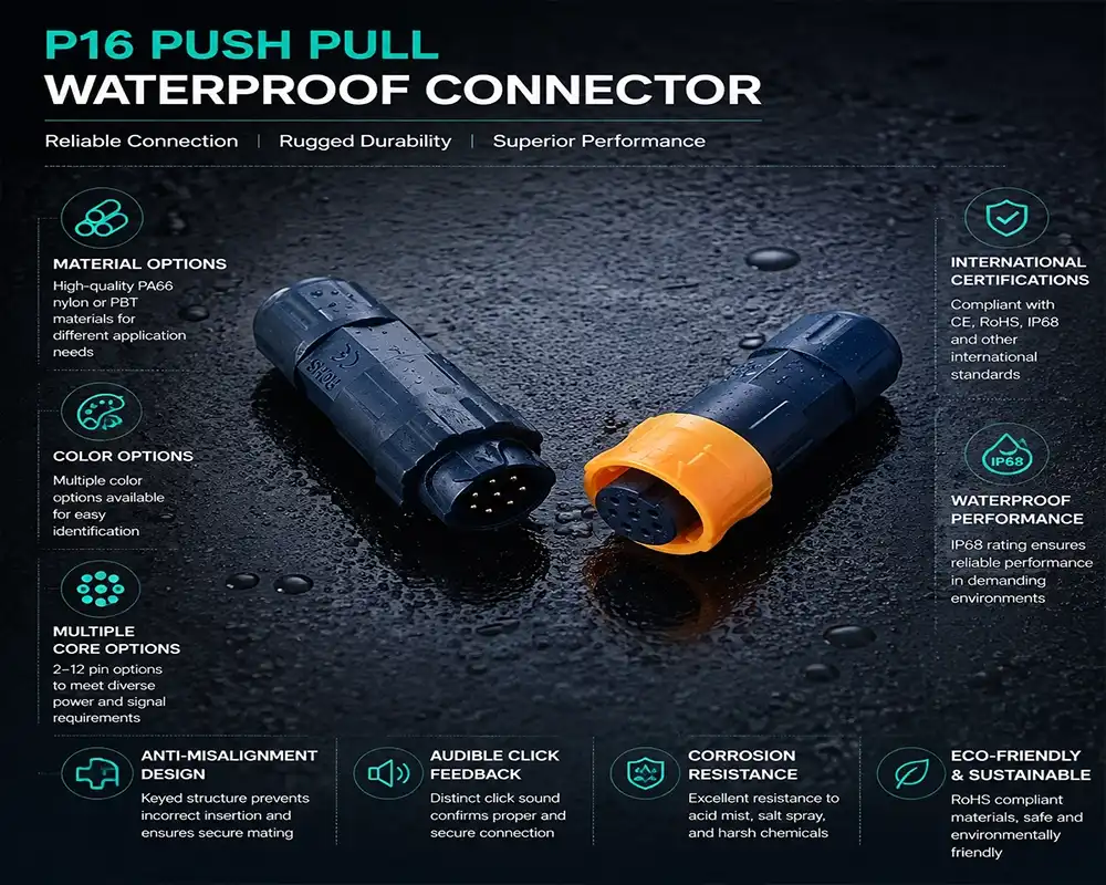 P16 push pull waterproof connector advantage