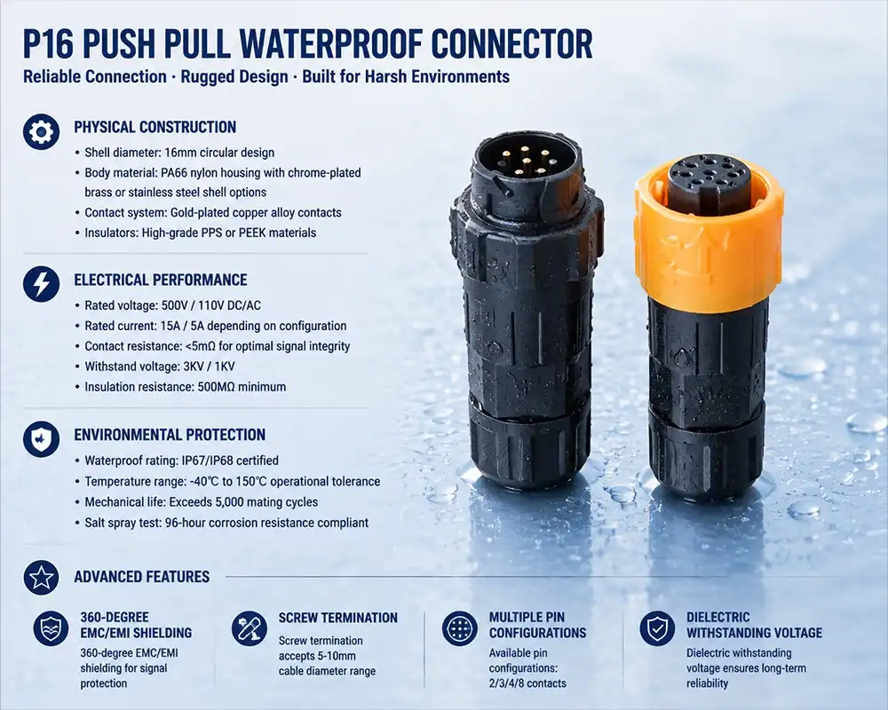 P16 push pull waterproof connector P16 push pull waterproof connector