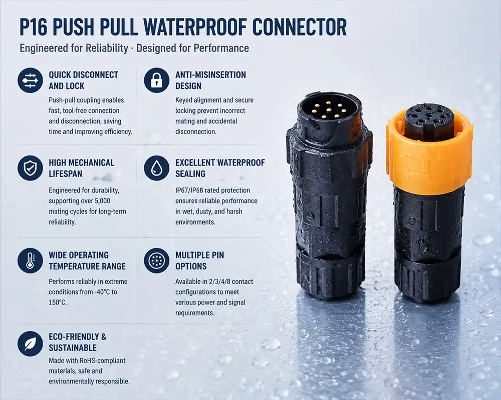 P16 push pull waterproof connector advantage P16 push pull waterproof connector advantage