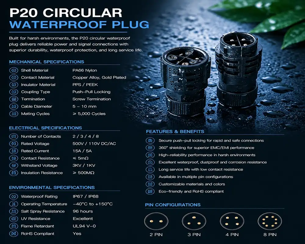 P20 circular waterproof plug P20 circular waterproof plug