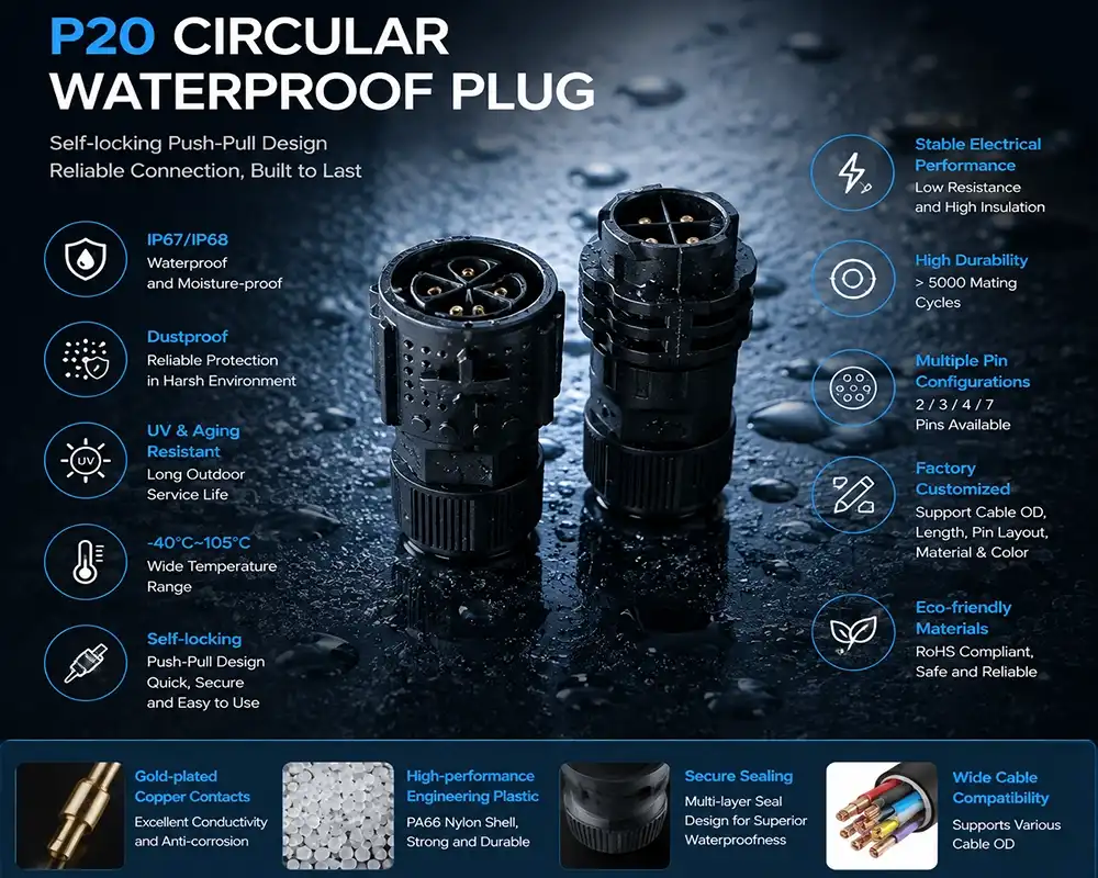 P20 circular waterproof plug advantage P20 circular waterproof plug advantage