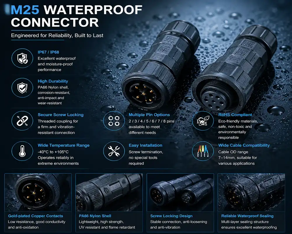 M25 industrial waterproof connector advantage M25 industrial waterproof connector advantage